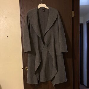 Gray DKNY Cape Open Front Women's Coat